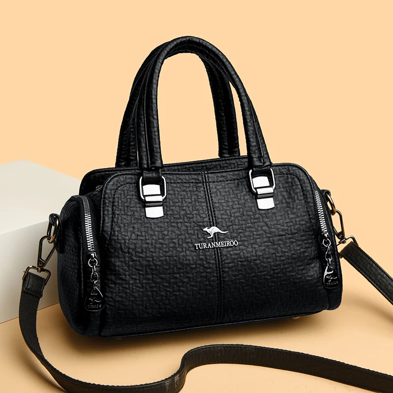 

Luxury Brand Handbag High Quality Women's Shoulder Bags Fashion Designer Large Capacity Soft Leather Locomotive Bag Sac A Main