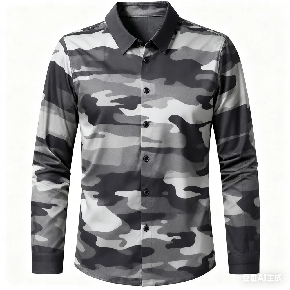 

Men's New Colorful Camouflage Yellow Orange 3D Printed Hawaiian Shirt Long-sleeved Shirt for Men God Woman Men's Social T-shirts