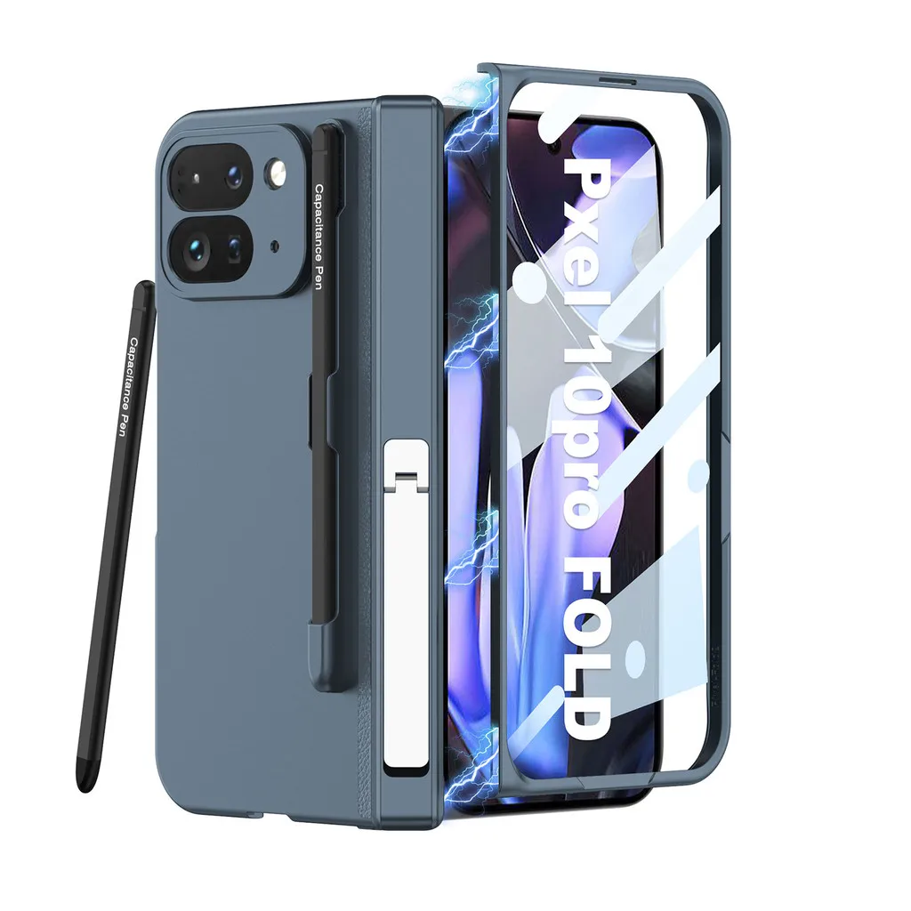 

Чехол для телефона Google Pixel 10 Pro Fold 5G, магнитный чехол для ПК, складной чехол с защитой от отпечатков пальцев и бесплатным стилусом + стекло
