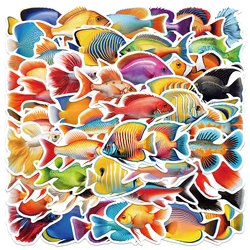 Autocollants de poisson de dessin animé mignon, décalcomanies esthétiques pour ordinateur portable, planche à roulettes, valise, scrapbooking, fournitures scolaires pour enfants, 50 pièces