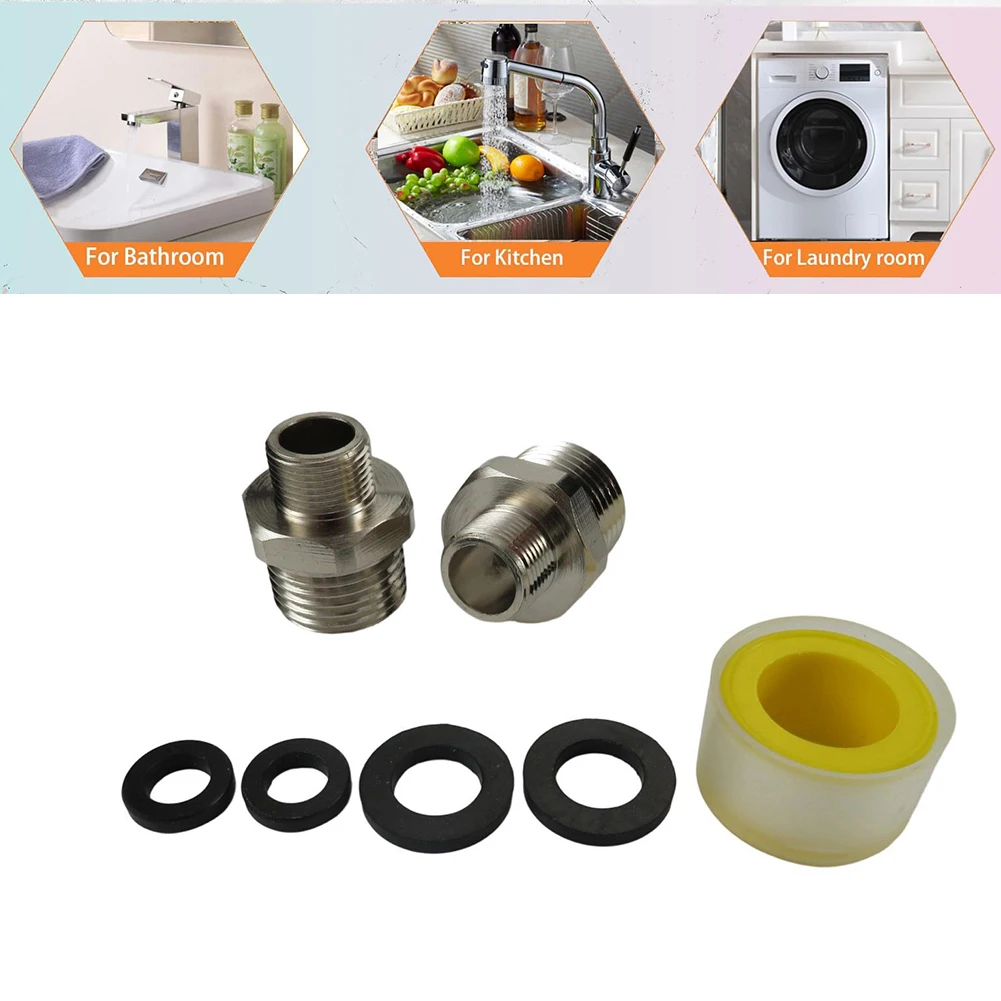 Соединитель-для-смесителя-медный-1-2–3-8-адаптер-для-горячей-и-холодной-воды-никелированное-покрытие-устойчивое-к-ржавчине-для-использования-на-кухне