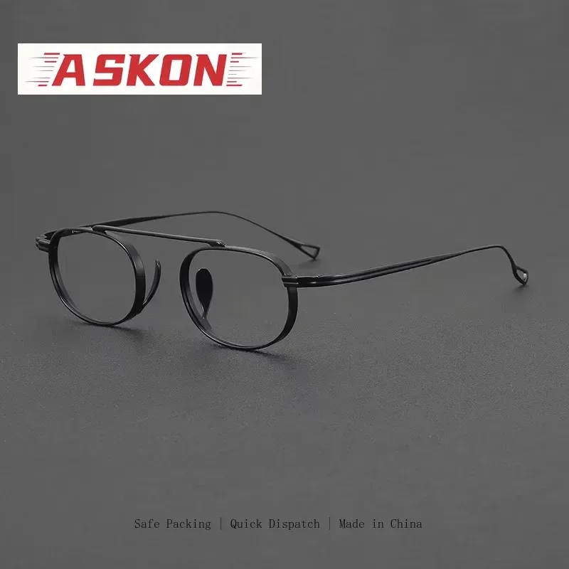 ASKON 2026 Pure Titanium Glasses Frame Men Vintage Round Eyeglasses frame Women Ultralight Retro Eyewear male spectacles