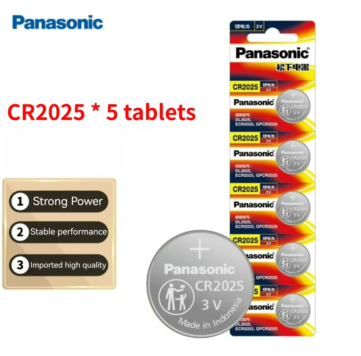 Panasonic Lithium Button Battery, Coin Cells, Relógio, Controle Remoto, Calculadora, Chave de Fenda, 3V, DL2025, BR2025, 5003LC, 2025