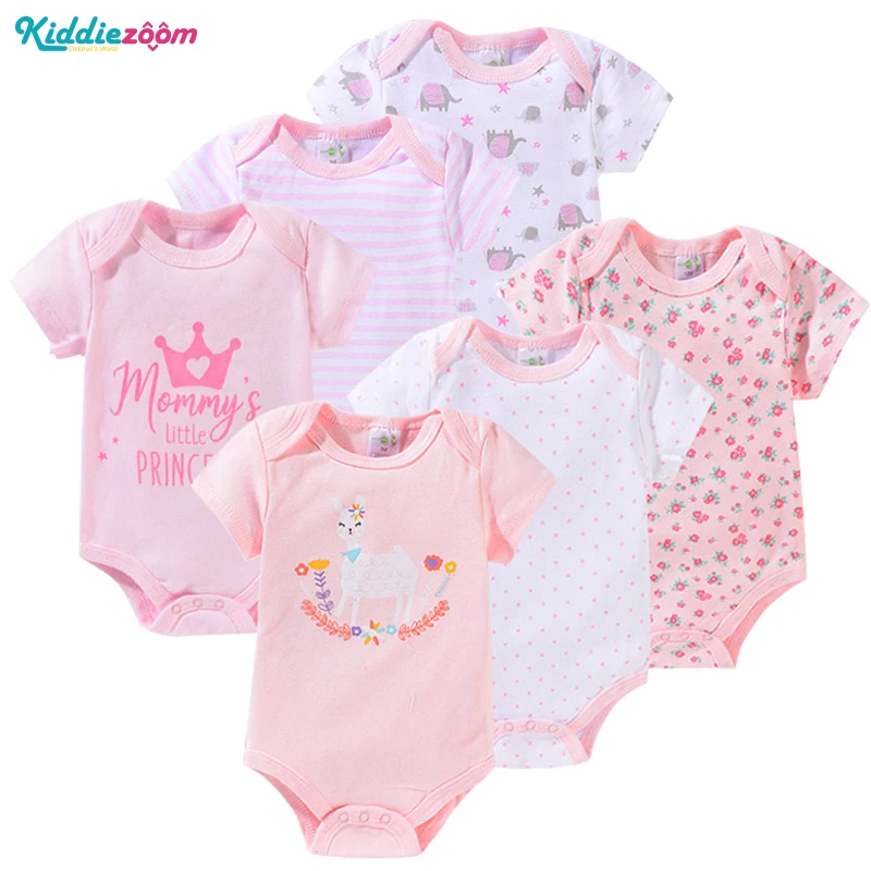 

3Pcs/lot Baby Girl Pink Bodysuits Summer Cartoon Clothes Suit for Newborn Girls Autumn Toddler Boy Cotton Jumpsuit Short Sleeves