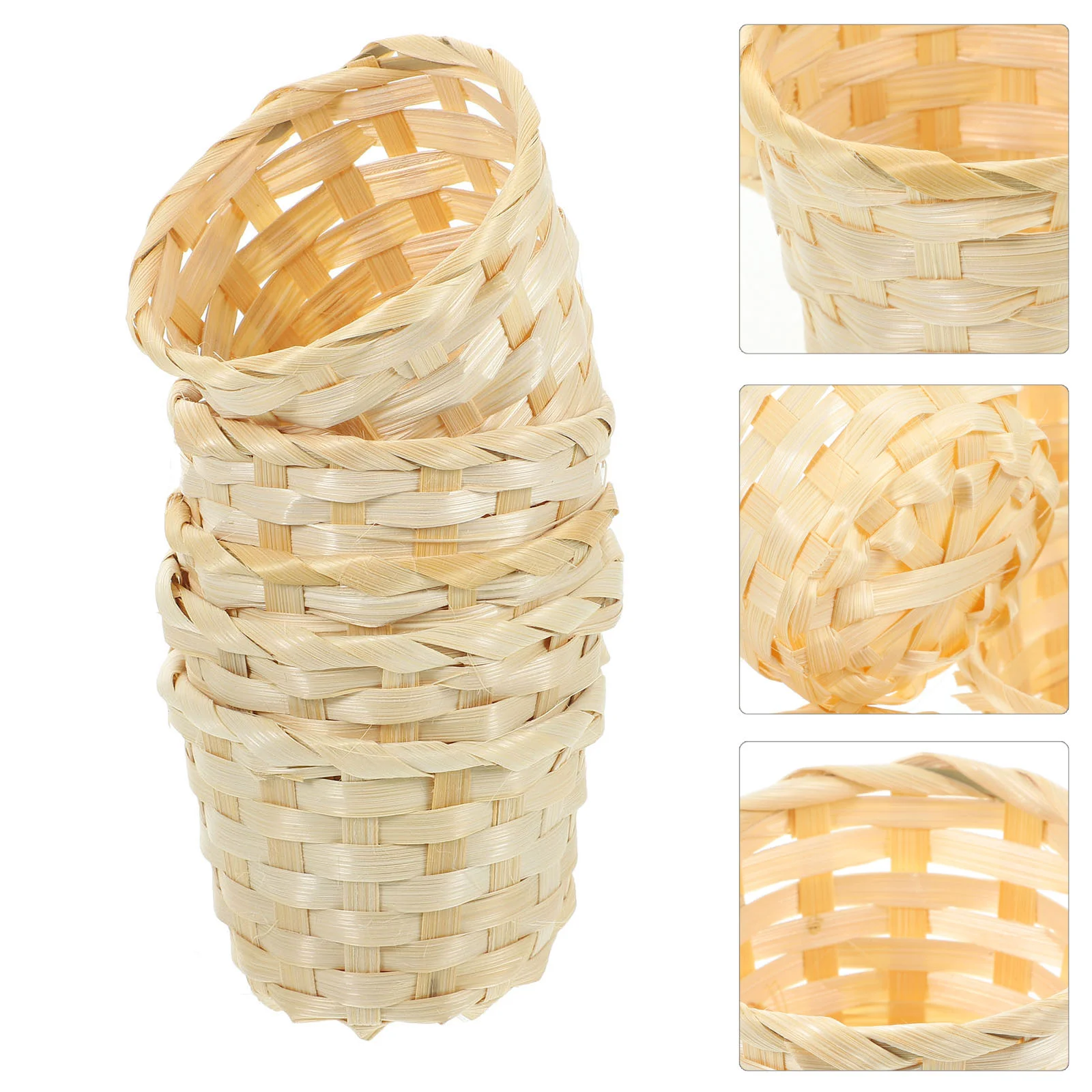 5 Pcs Woven Flower Basket Baskets Fruit Container Food Bamboo Toy Weaving Hand Made Bread Girl