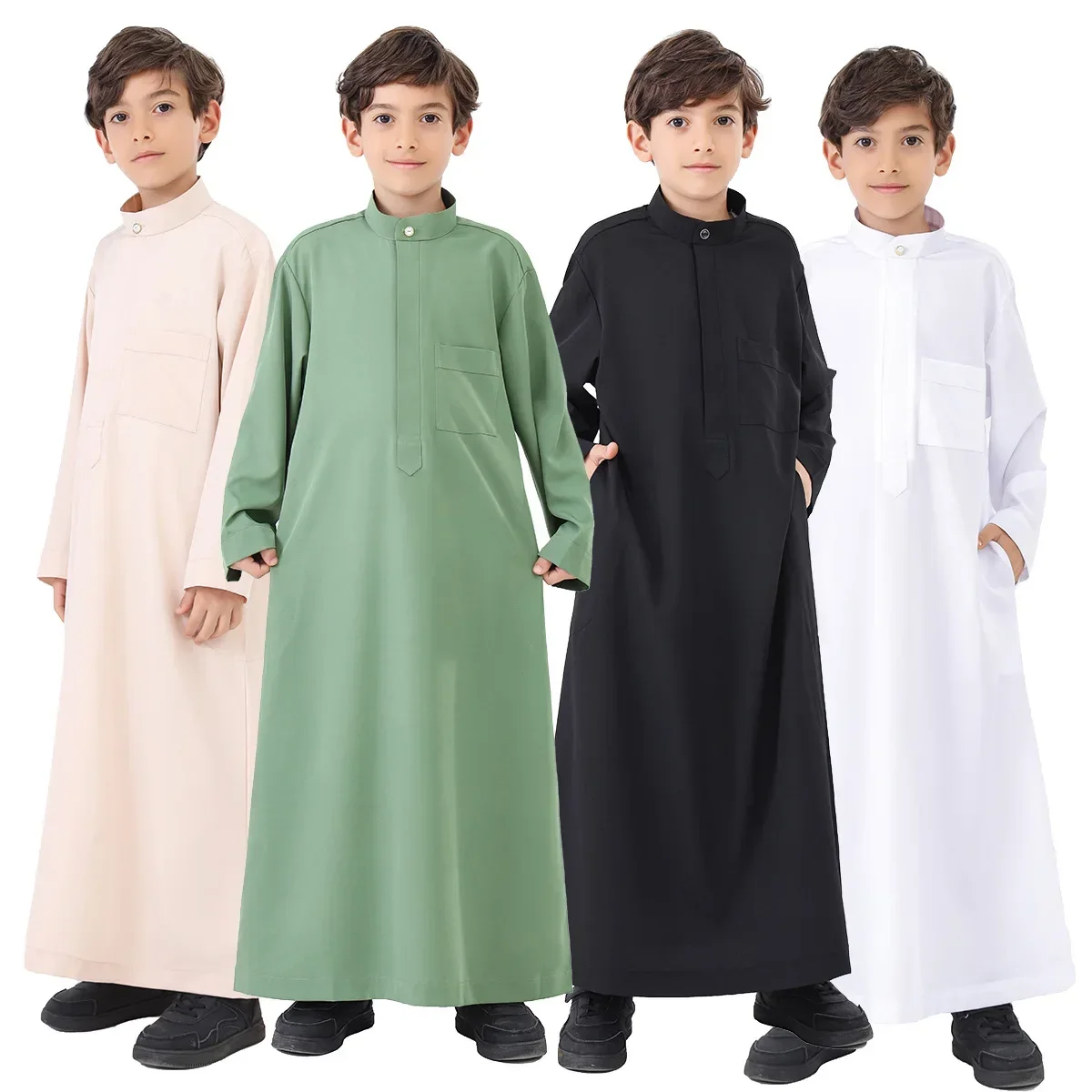 Bambini musulmani Abaya Ramadan Jubba Preghiera Thobe Ragazzo Abito lungo Bambini Caftano Islam Abito Abito Caftano Dubai Arabo Thoub Eid Ramadan