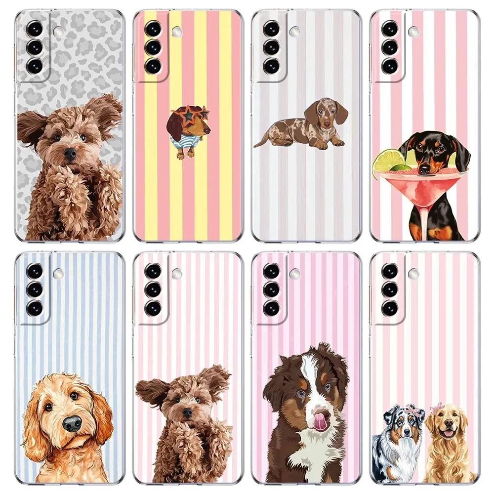 Transparent Cover for Samsung Galaxy S26 S25 S24 S23 S22 S21 S20 FE Ultra S25 Edge S10 Plus 5G Phone Case Cute Cartoon Dog Capas