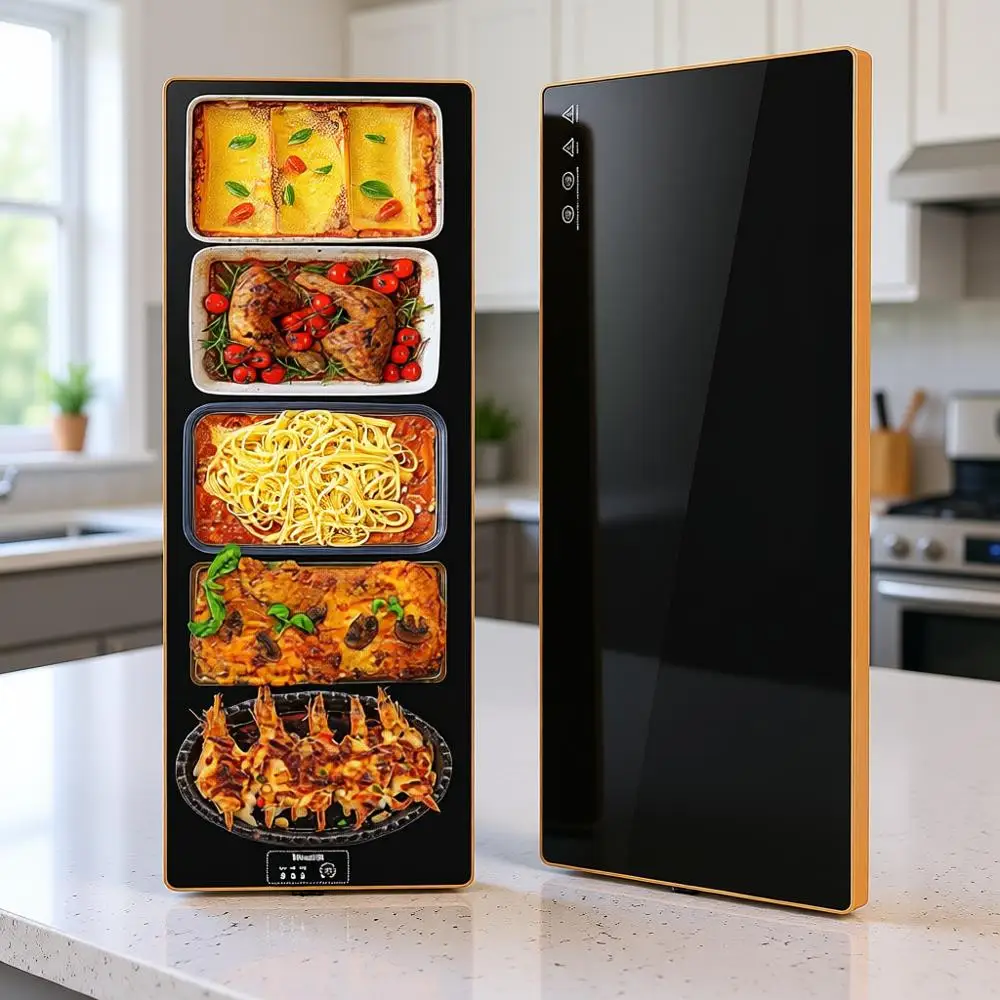 

Extra Long 40x12 Food Warming Tray with Dual Temperature Settings for Parties and Gatherings, Gold Edge