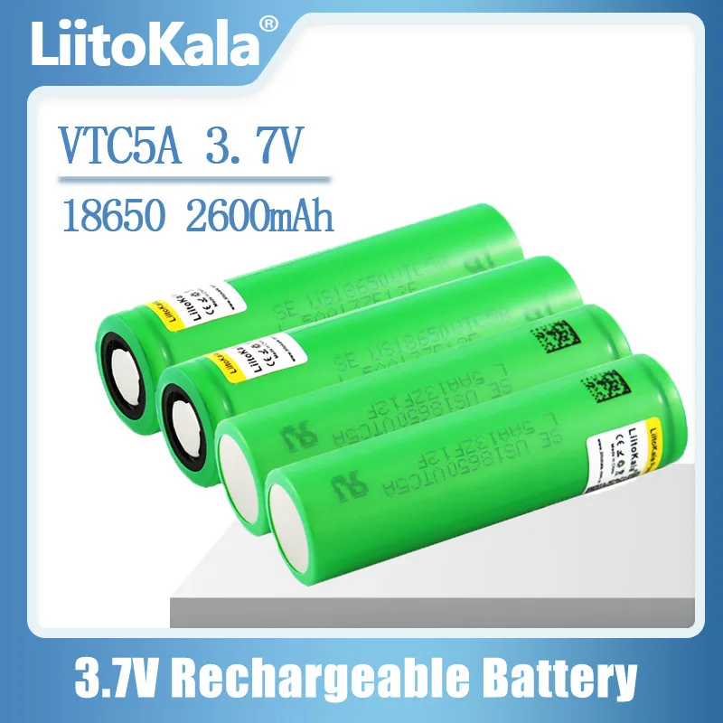 1 sztuk LiitoKala 3.7V 18650 2600mAh VTC5A 18650 akumulator litowy wielokrotnego ładowania na latarki latarka o dużej mocy mały wentylator aparatu