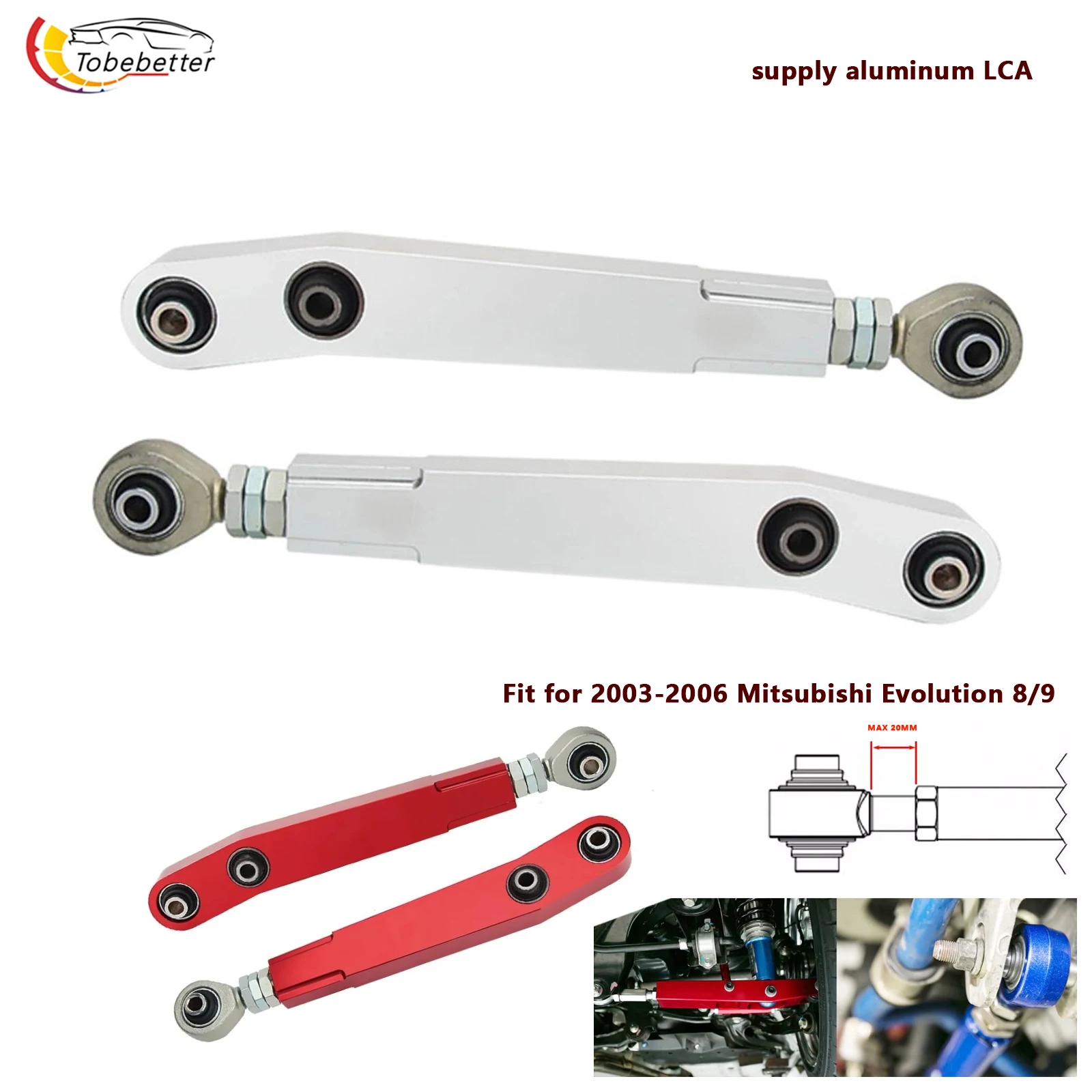 

Регулируемый рычаг задней нижней подвески, комплект развала LCA для Lancer Evolution 8 9 EVO VIII IX CT9A 2003-2007