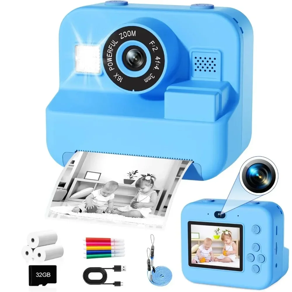 

Kids Camera Instant Print 32G Card – Educational Gift for Boys and Girls– Portable Photography and Instant Printing for Kids