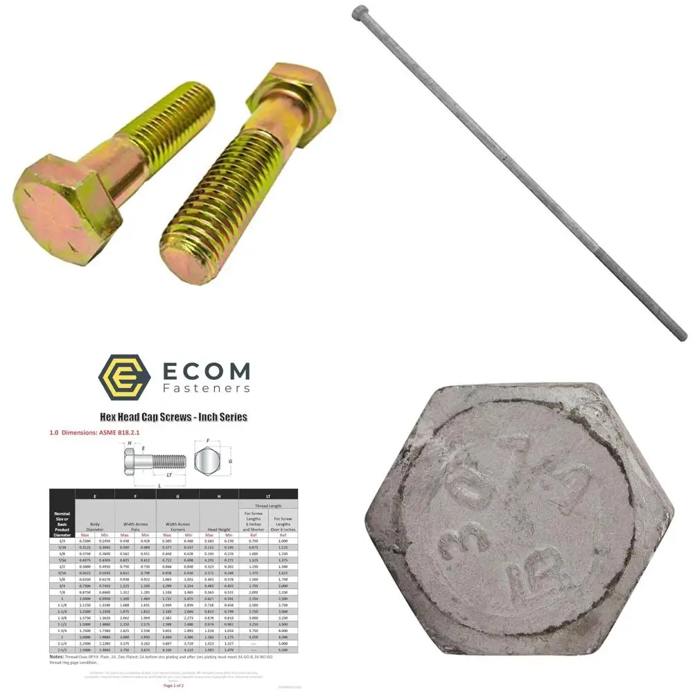 

Grade 8 Zinc Yellow Plated Steel Hex Cap Screws, 5/16-18 x 5-1/2 Inches, Coarse Thread, Quantity 50, Heavy Duty Hardware