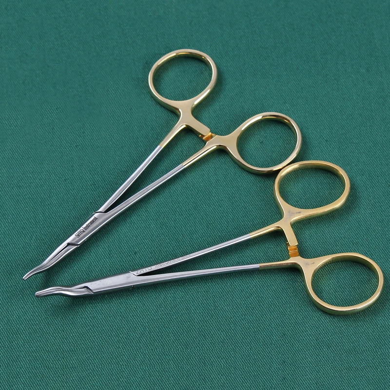 Golden Handle Nose Needle Holding Pliers Needle Clipping Device Nose Plastic Instrument Stainless Steel 12.5cm Needle Holder