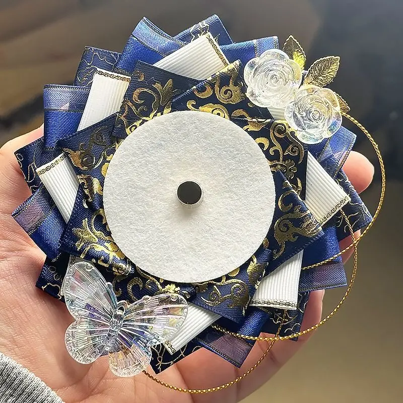 lolita Accessories luxury badge holder hand made Badge Rosette ribbon Butterfly Decorate quadratic element Anime cosplay