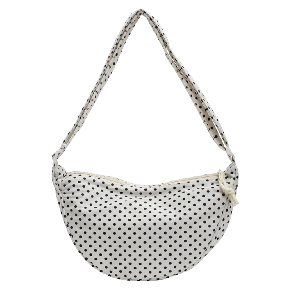 

Shoulder Bag for Women Half Moon Shape Crescent Bag Canvas Adjustable Strap Zipper Small Sling Bag for Travel Shopping