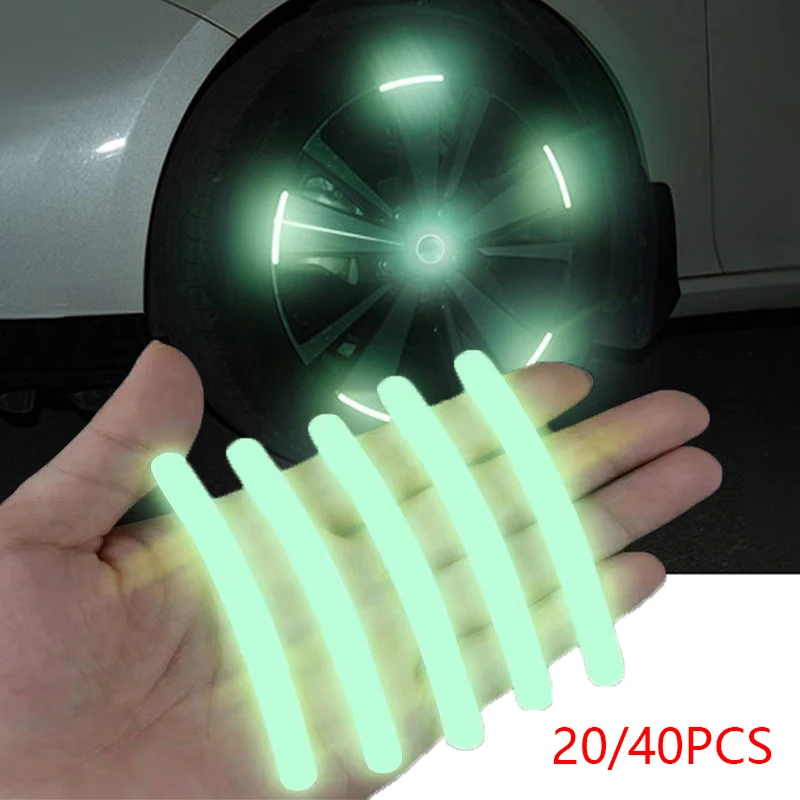 20/40 sztuk naklejka na piastę koła samochodowego taśma odblaskowa z paskiem do samochodu motocykl nocna jazda bezpieczeństwo Luminous uniwersalne naklejki
