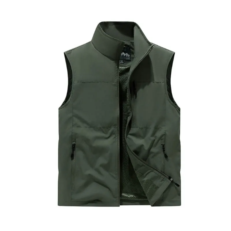 Boys breathable autumn jacket outdoor solid color standing collar jacket autumn and winter fashion brand new polo vest