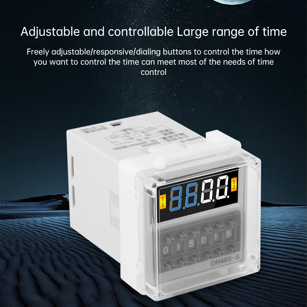 DH48S-S Digital Display Cycle Delay Controller AC/DC24V 12V AC220V Time Relay with base Cycle Reset Function Pause Function