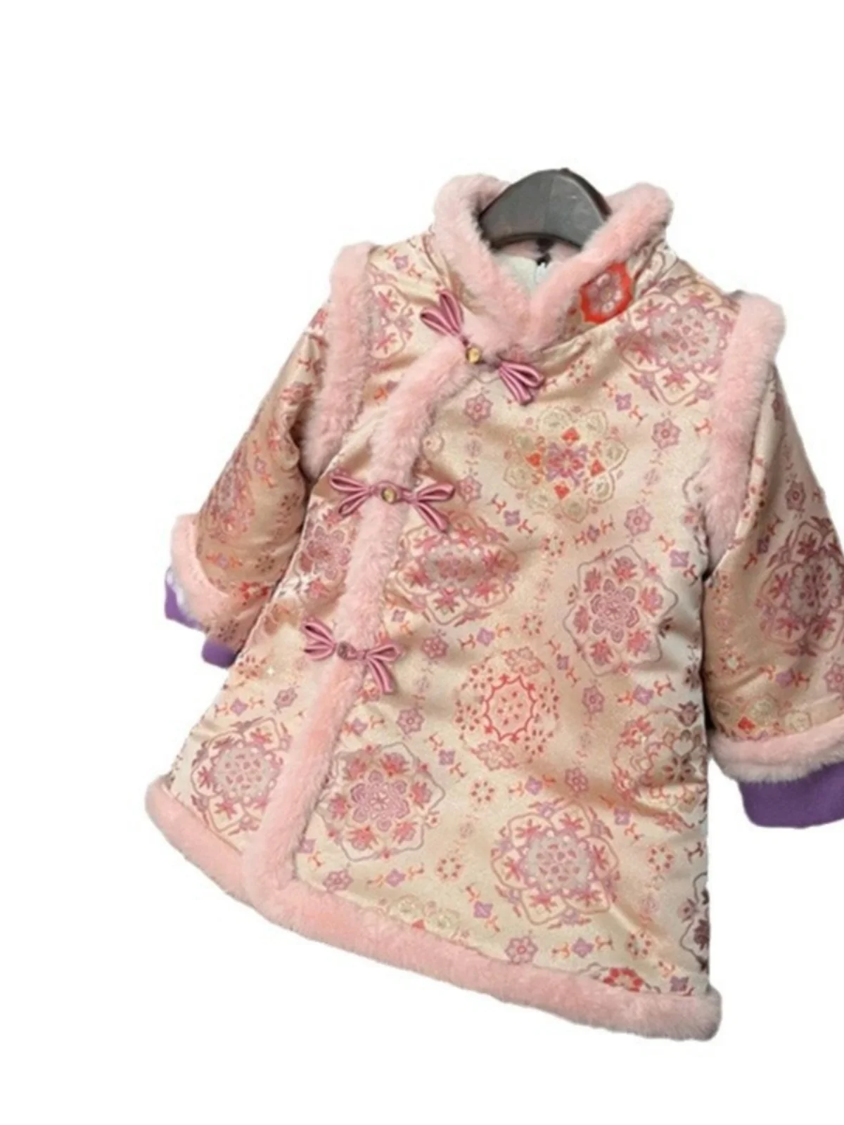 女の子の新年の伝統的な中国のスレ・フロ・コート・ド・リ（Fce）冬2025年スレ・ド・ベビーガール服