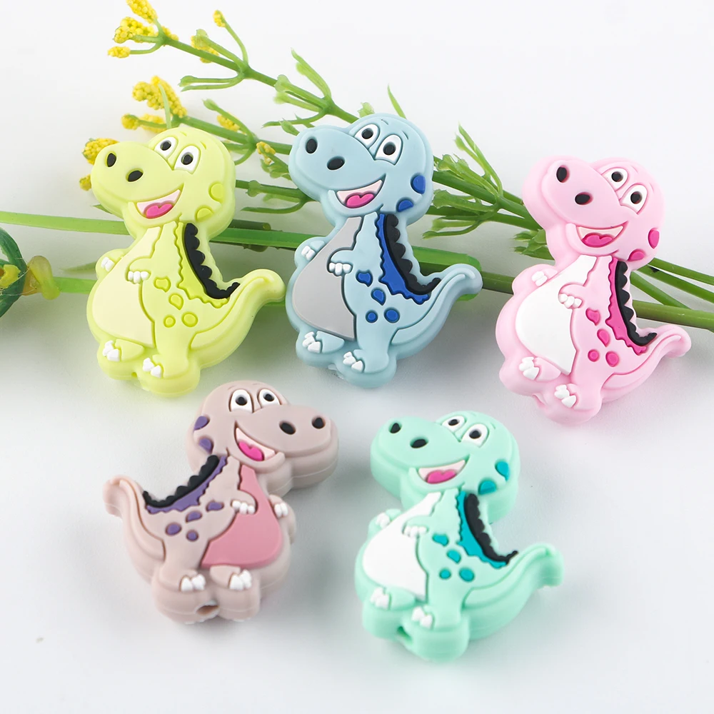 5-10Pcs Silicone Beads Animal Focus Bead Snake Dinosaur Yak Cat Tiger For Jewelry Making DIY Keychain Pacifier Chain Accessories