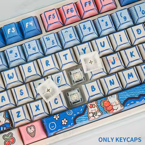 147 Keys Cowboy Bunny Keycaps PBT Sublimation Keycap Custom Cute Keyboard Cap Cherry Profile KeyCap for Mechanical Keyboard Gift