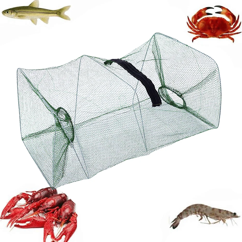 Cast Fishing Trap Net Portable Folding Fishing Mesh with Zipper Crayfish Lobster Fishnet Cage Fishing Accessories