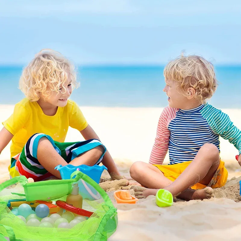 Borsa da spiaggia per bambini all\'aperto in rete Sabbia pieghevole portatile per bambini Borse per vestiti da spiaggia Borsa per articoli vari per