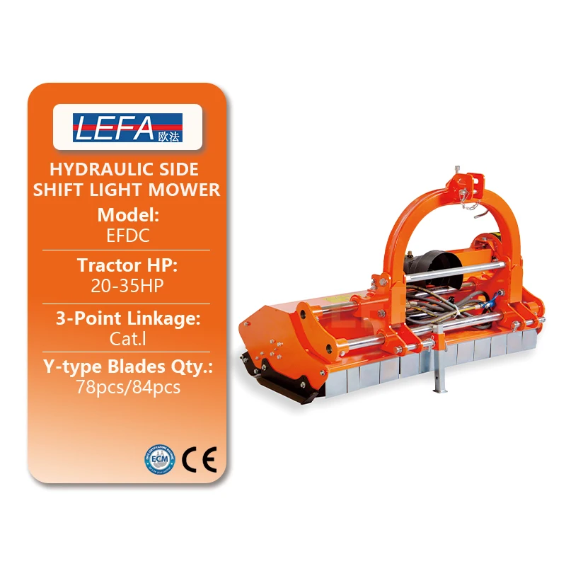 Implemento Agrícola Lefa, Desbrozadora de Martillos Hidráulica con Desplazamiento Lateral de 25-35 HP, Desbrozadora de Martillos Efdc de 3 Puntos