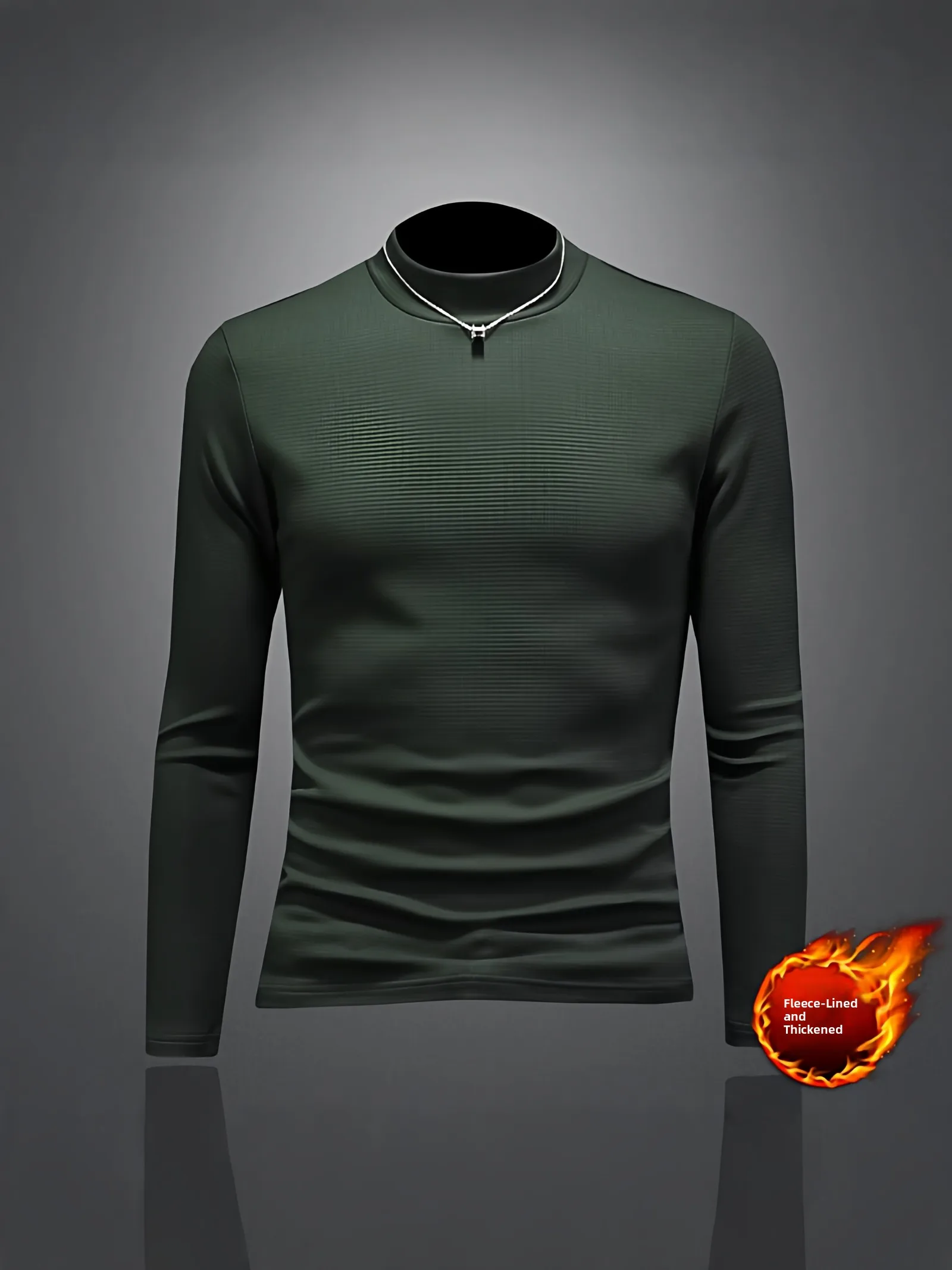 

Мужская термофутболка с длинным рукавом, облегающая, с высоким воротником, теплая, на флисовой подкладке, утолщенная, из чистого хлопка, базовый слой для осени и зимы