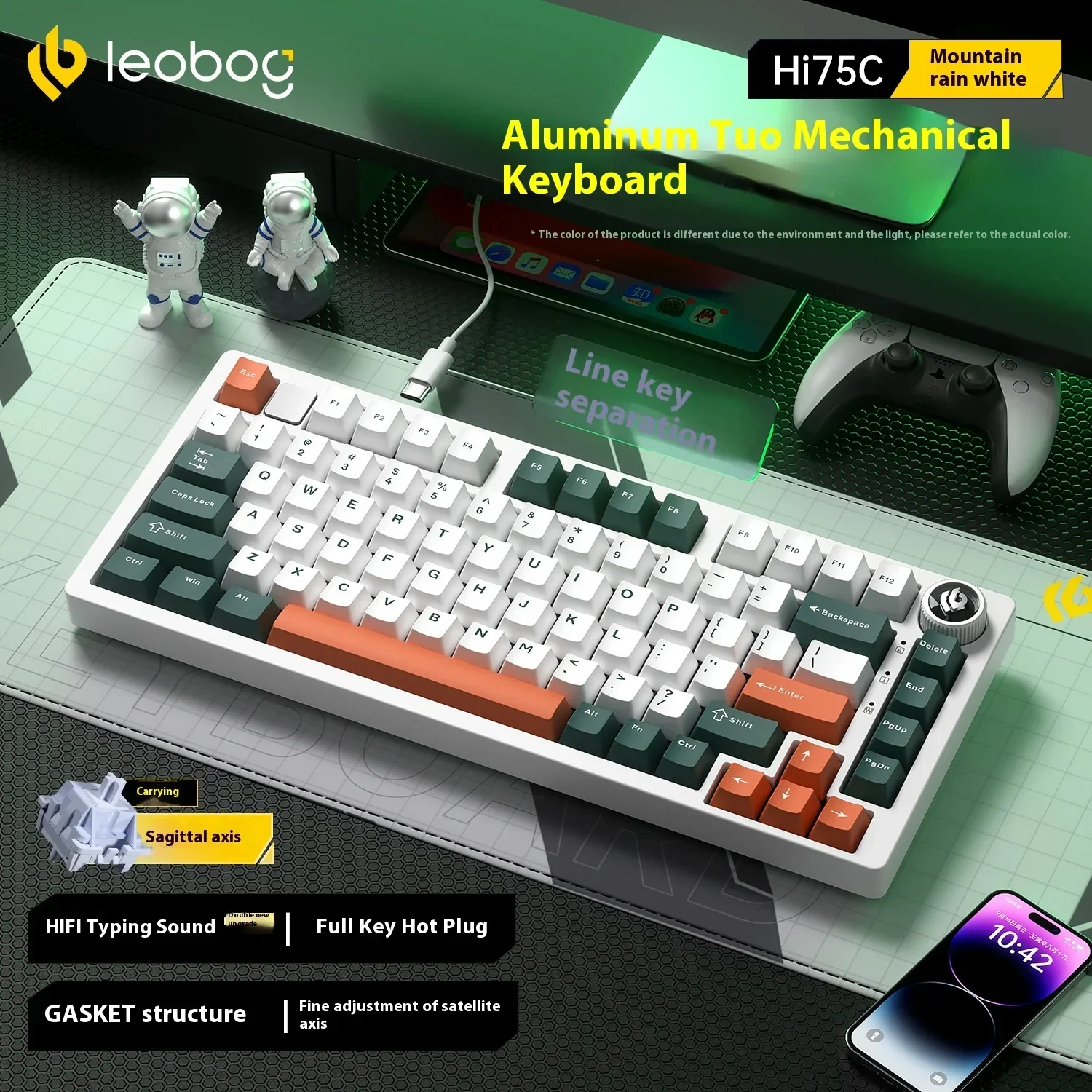 LEOBOG Hi75C mechanisch toetsenbord 3 modus / bedrade kit Hot Swap met knop RGB aluminium pakking Hi75C toetsenbordkit PC aangepast cadeau