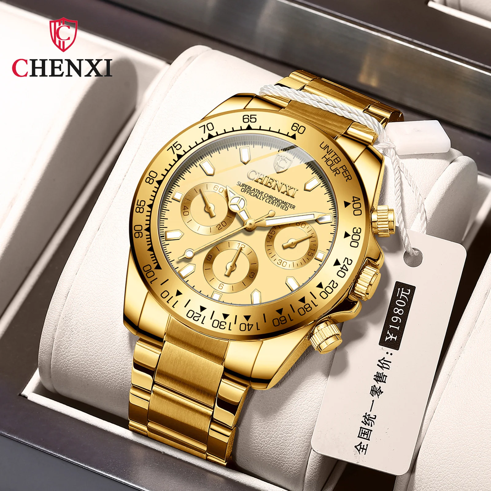 CHENXI 086A Gold Casual Gold Quartz Watches Stainless Steel Waterproof Luxury Fashion Business Wristwatch