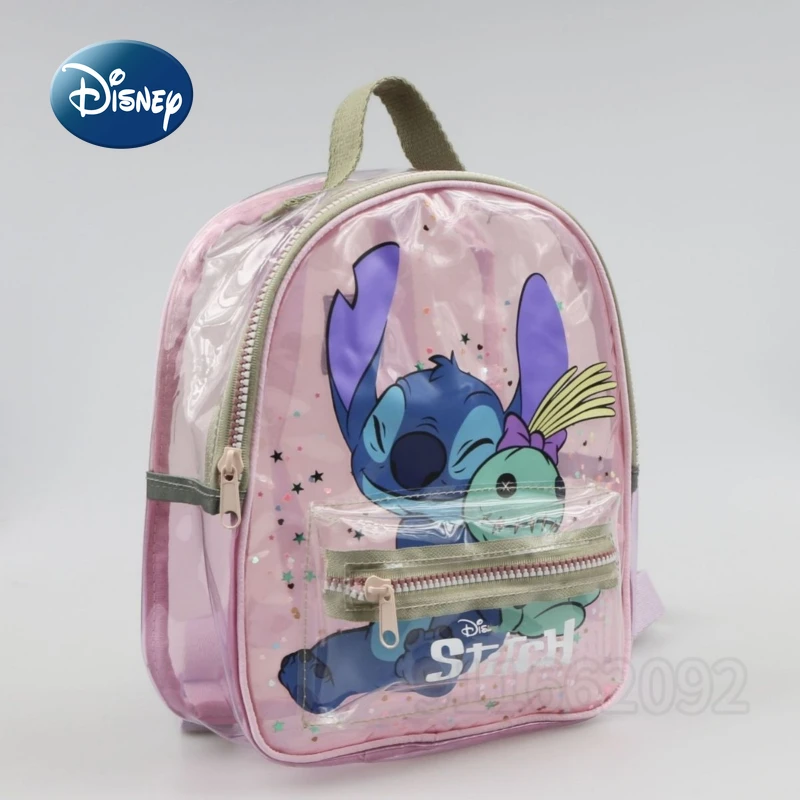 Disney Stitch New Transparent Backpack Luxury Brand Fashion Children's Transparent Backpack Cartoon Leisure Children's Backpack