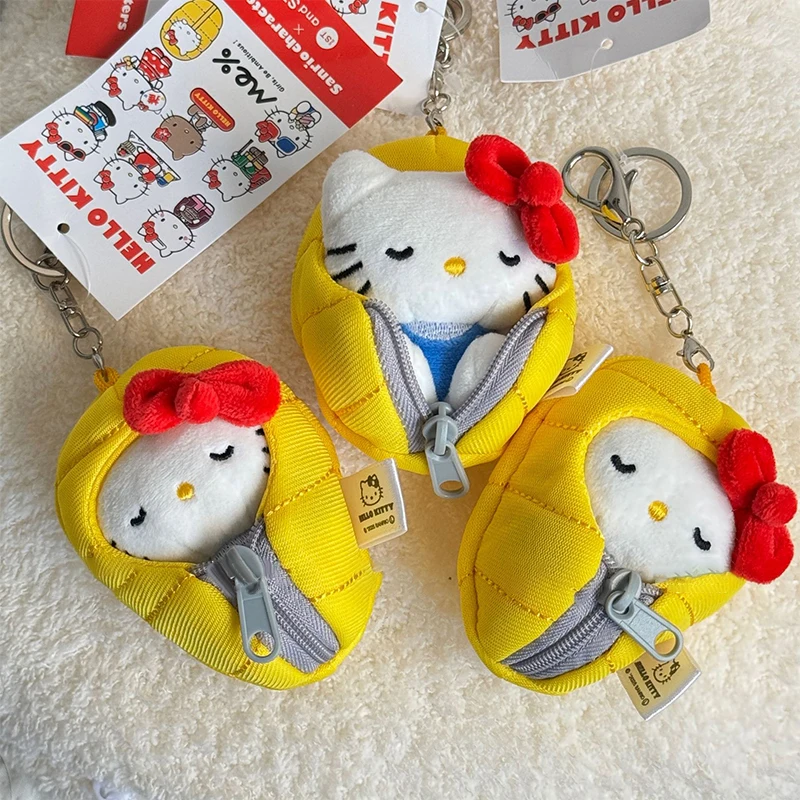 Ciondolo per sacco a pelo in peluche Hello Kitty, simpatico cartone animato, bambola gatto, portachiavi, accessorio per borsa