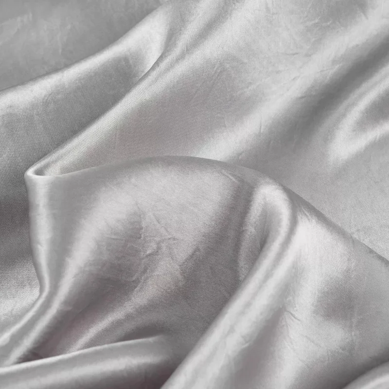 

Grey 100%Percent Acetate Crinkle Satin Sheen Texture Fabric Dress Tablecloth Fashion Elegant Handmade DIY Home Sewing Material