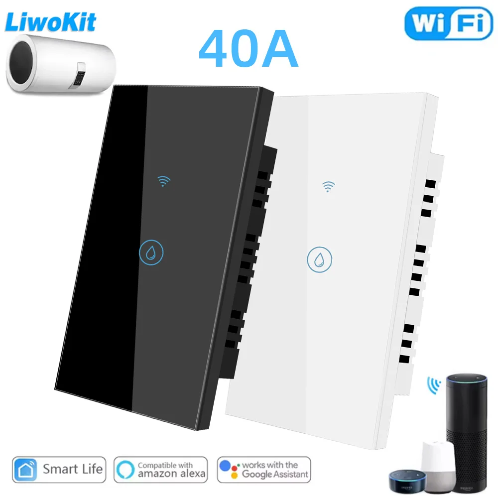 

LiwoKit Tuya WiFi Smart Water Heater Boiler Switch 40A 8000W Compatible with Alexa Google Home EU