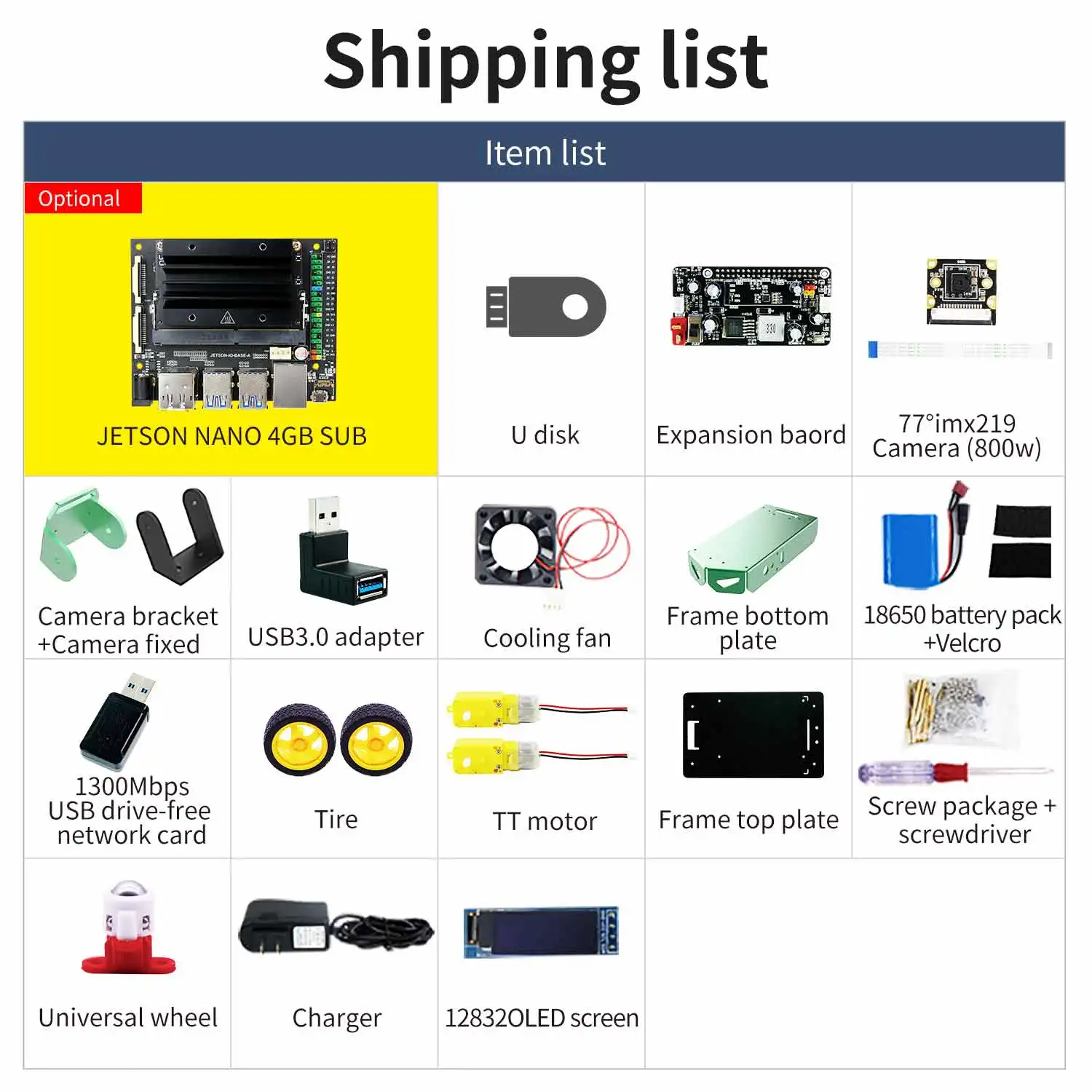 Jetbot MINI AI Visual Car Educational ROS Robot Kit Adopt OpenCV and Python3 Programming Support Autopilot Color Recognition