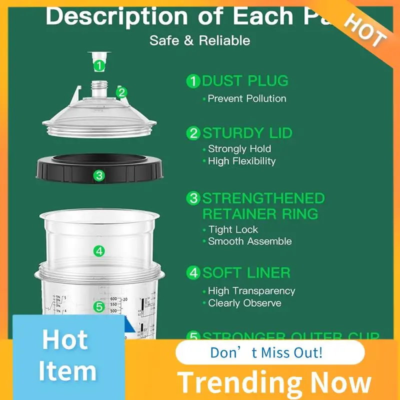 ABNL Disposable Paint Mixing Cup Kit For Automotive Paint Gun-Hvlp Spraygun,20 Ounce (600Ml) Standard Kit