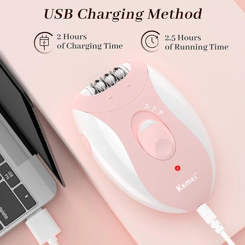 Kemei قابلة للشحن النساء لنزع الشعر الكهربائية الوجه الجسم مزيل الشعر بيكيني المتقلب الروتاري أنثى لنزع الشعر للوجه الساق مع