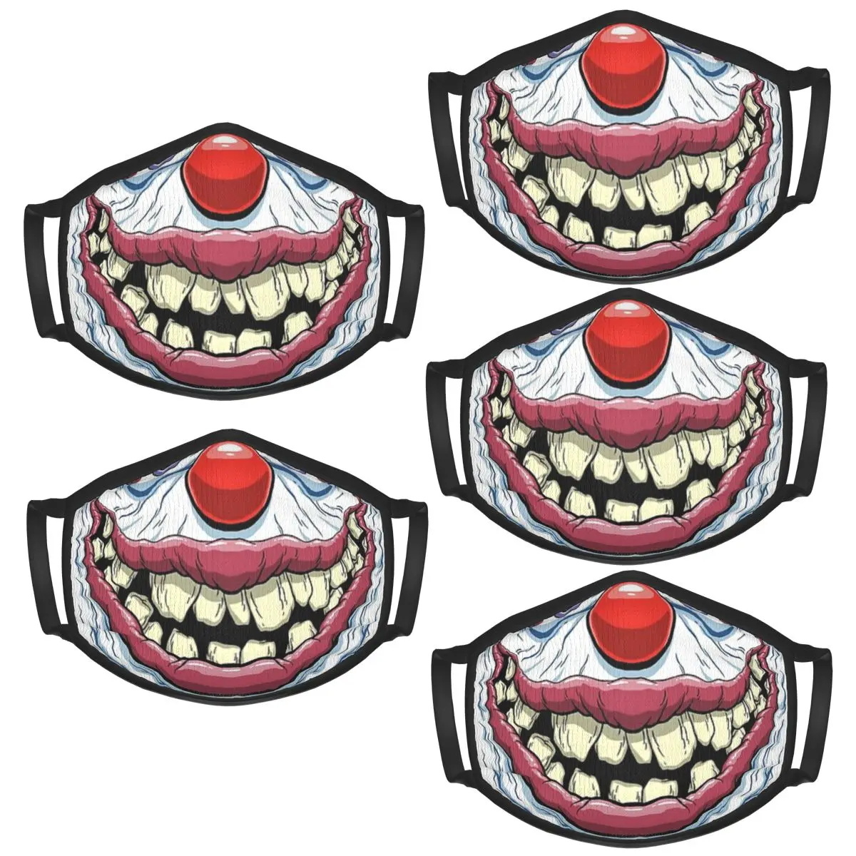 Killer Klown Rudy 5pc Kinder wasch bare und wieder verwendbare Maske Cartoon Muster Druck wind dichte kinder freundliche Maske