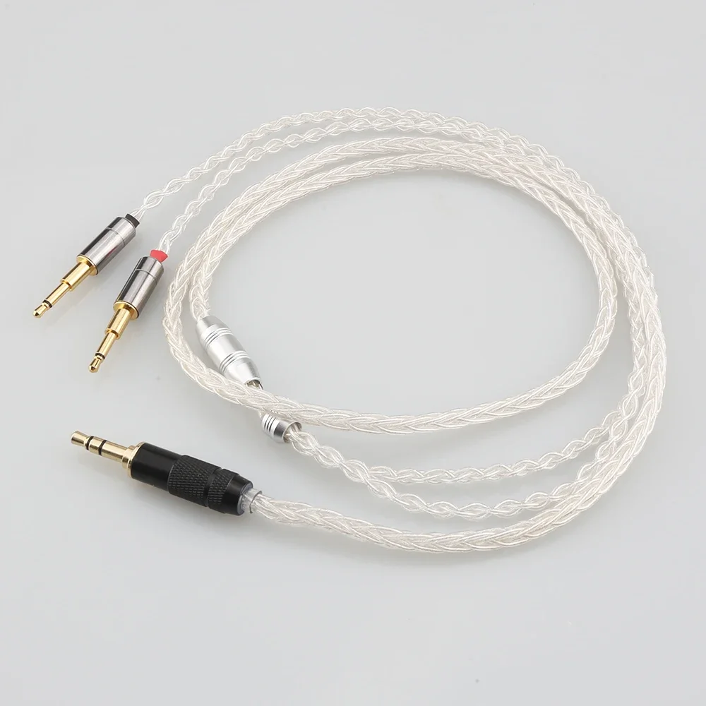 シルバーメッキヘッドフォンアップグレードケーブル,8コア,オーディオキャスト,oppo PM-1, PM-2,新品,ステレオ,アップグレード,3.5mm