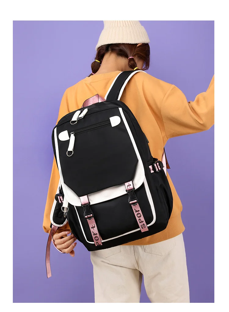 Anime novo himiko toga padrão mochila adolescente moda rua legal usb mochila grande capacidade casual zíper mochilas