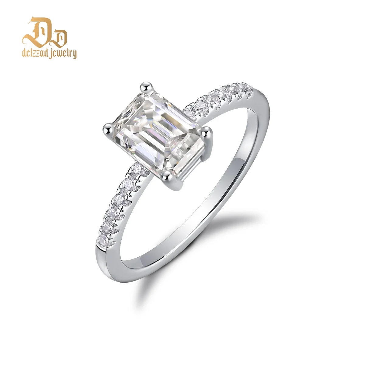 

Delzzad 3ct 100% 925 Sterling Silver Emerald Cut Man-Made Gemstone Wedding Engagement Diamond Ring Atmospheric Exquisite Jewelry
