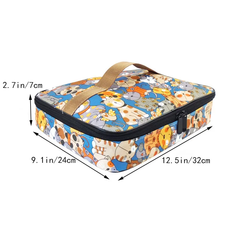 Leinwand Lunch pakete Kinder tragbare funktionelle Leinwand Streifen isoliert thermische Lebensmittel Picknick Kinder Kühler Lunchbox Tasche Tasche – Detail 3