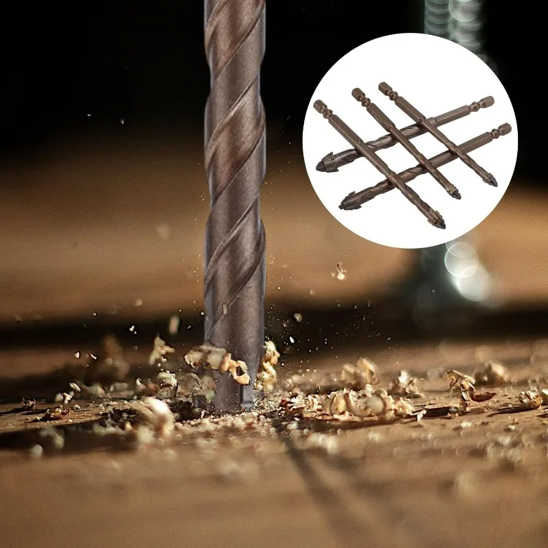 7/1개 4날 톱니형 편심 드릴 비트 유리 세라믹 콘크리트 벽돌 드릴링 도구 금속 톱니형 드릴 비트 세트