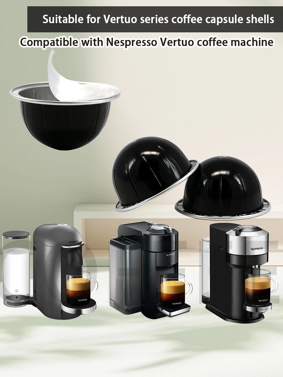 Wiederverwendbare Kaffeekapsel-Schalen für Kapselkaffemaschinen der Vertuo Plus Pop Next Env135 Env150 Line - Hoher Fettgehalt, Hausgemachte Filtertassen, Wiederverwendbar (5 Filter-Schalen + 30 selbstklebende Aluminiu – Detail 9