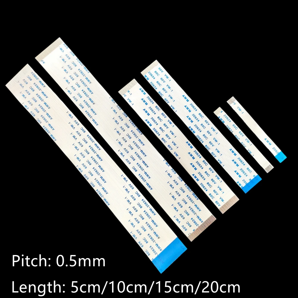 10PCS Flat Flexible Cable FFC FPC AWM 20624 80C 60V VW-1 FFC-0.5MM 4/6/8/10/12/14/16/18/20-60 Pin Line Length 5/10/15/20CM