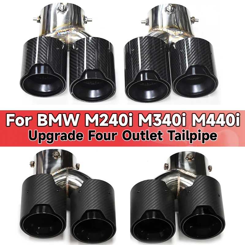 For BMW G20 G21 M340i G42 440i G22 M240i Dual Four Out M Exhaust Carbon Fiber Muffler Tip Exhaust System Nozzle Tailpipe 2020+