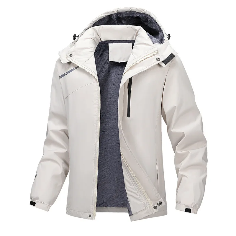 

Men's Fall and Winter Fleece-Lined Thickened Jacket, Windproof and Waterproof Coat, Cold-Resistant Warm Cotton Padded Jacket