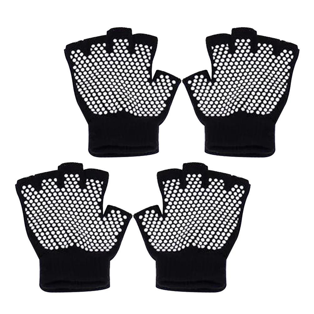 2 Pairs Half Finger Gloves Non-slip Workout Gloves Yoga Gloves Comfortable Gloves for Yoga Sports (Black)