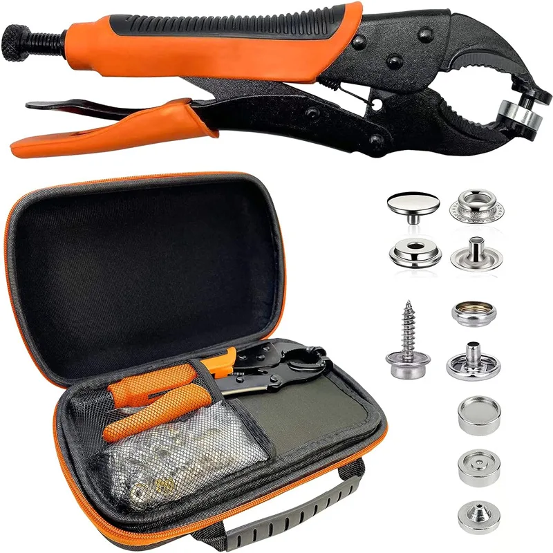 Heavy Duty Snap Fastener Tool Kit Snap Button Tool Adjustable Snap Fastener Plier Canvas Snaps Kit Tool with 80 Set Metal Snaps